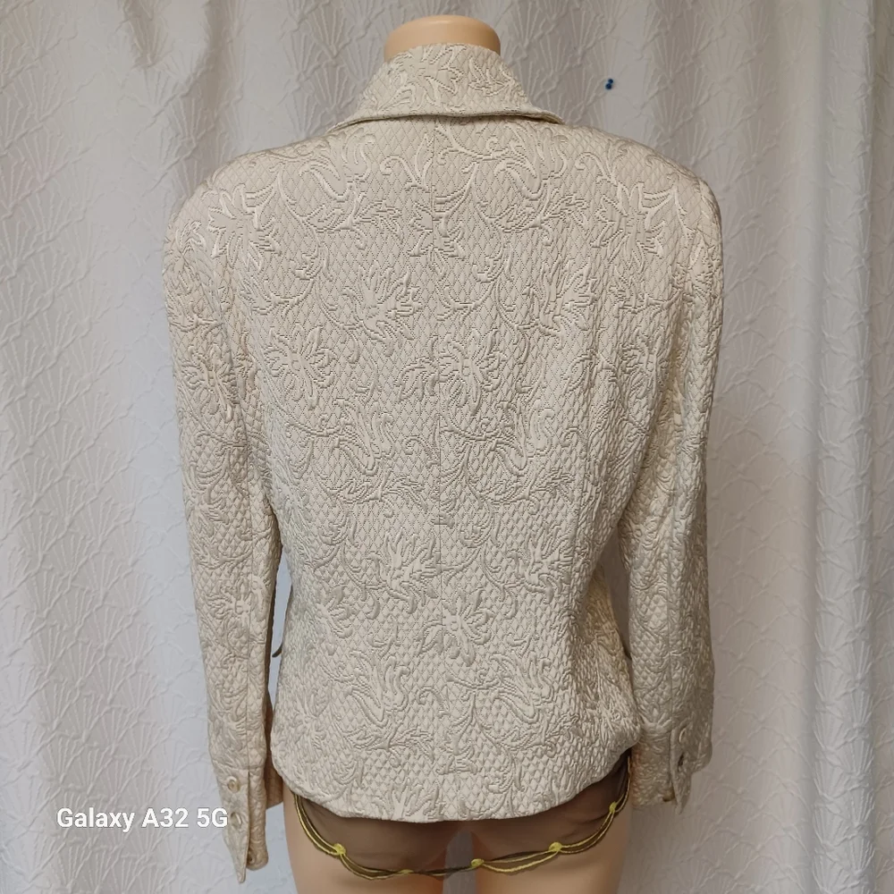Rena Rowan Women Size 16 Cream Floral Textured Blazer Jackets